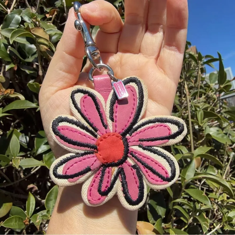 Coach Vintage Wildflower Leather Bag Charm – Pink Multi